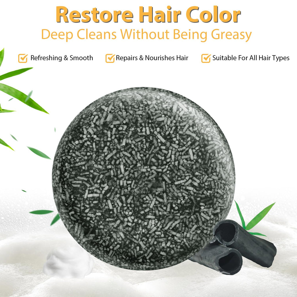Gray Reverse Bar,Cover Gray-Hair-Bar Soap,Natural Hair Darkening Shampoo Bars for Coverage Grayhair Soap,Grays White Hair Reverse Basr,Fast Natural Black Hairs Shampoo Barsoap (2PCS)