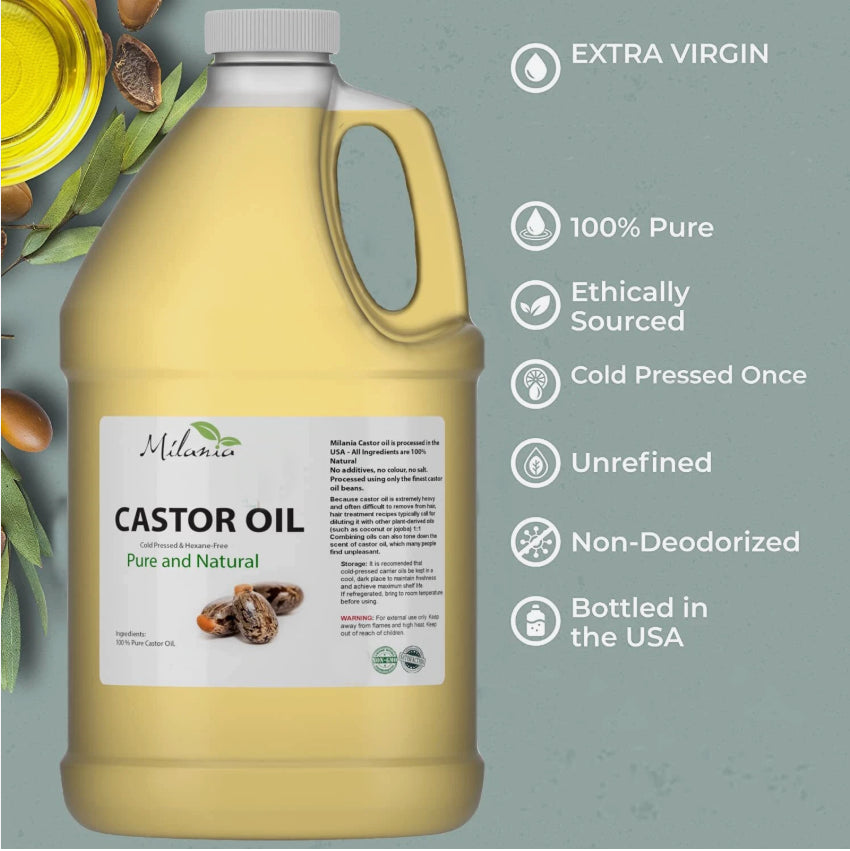 Premium Castor Oil - 100% Pure and Hexane-Free Cold-Pressed.