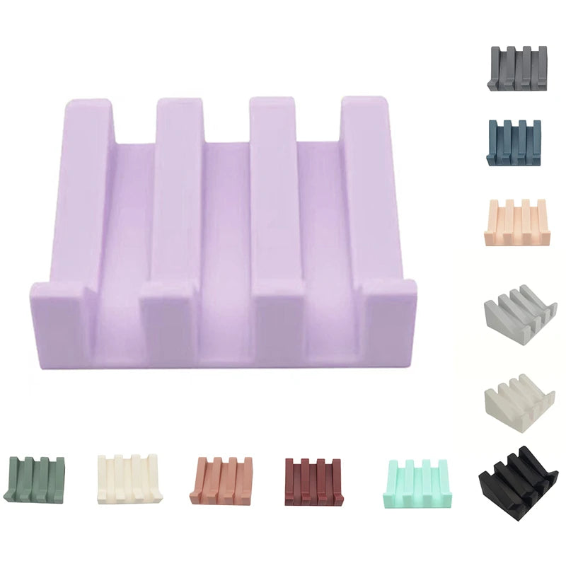 Silicone Soap Dish Soap Dispenser Tilt Drain Soap Box Bathroom Bath Soap Storage Holder Kitchen Sponge Storage Rack
