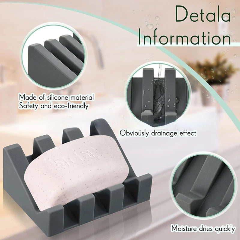 Silicone Soap Dish Soap Dispenser Tilt Drain Soap Box Bathroom Bath Soap Storage Holder Kitchen Sponge Storage Rack