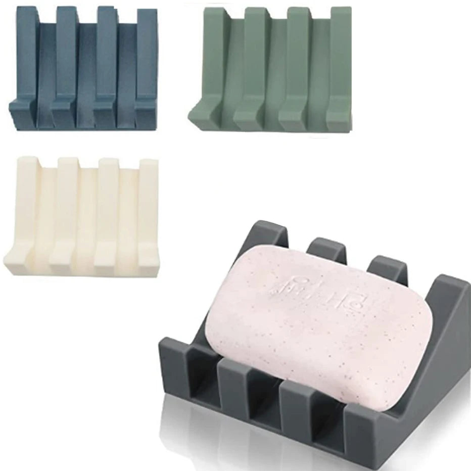 Silicone Soap Dish Soap Dispenser Tilt Drain Soap Box Bathroom Bath Soap Storage Holder Kitchen Sponge Storage Rack