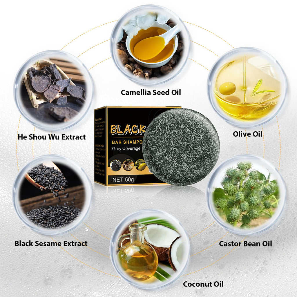 Gray Reverse Bar,Cover Gray-Hair-Bar Soap,Natural Hair Darkening Shampoo Bars for Coverage Grayhair Soap,Grays White Hair Reverse Basr,Fast Natural Black Hairs Shampoo Barsoap (2PCS)
